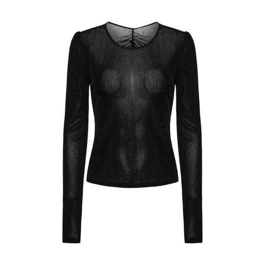 LIYIHAN植绒修身蝴蝶结镂空上衣 Y241S04890 商品图5