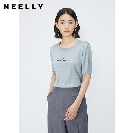 NEELLY纳俪商场同款时尚字母印花T恤女夏季垂感百搭显瘦休闲短袖 N24042R01044 商品图1
