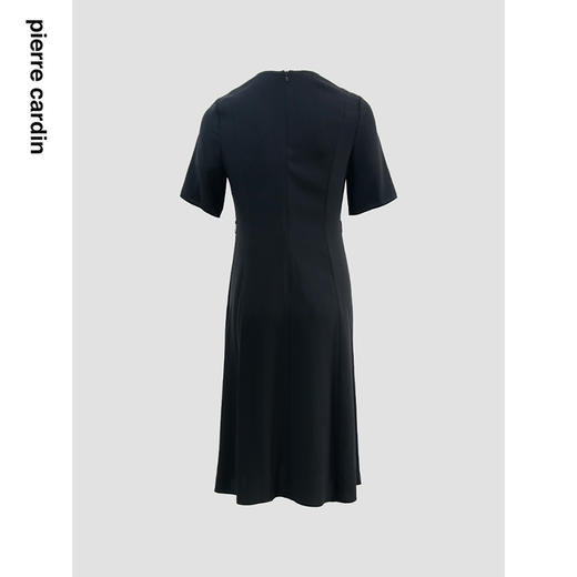 皮尔卡丹女装2024夏季新款黑色醋酸短袖休闲连衣裙C42DS26B0 商品图4
