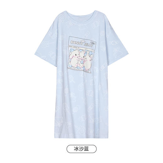 都市丽人生活家居春夏睡衣女32支CVC单面家居服薄款短袖裙女士棉质睡裙LH46B5 商品图9