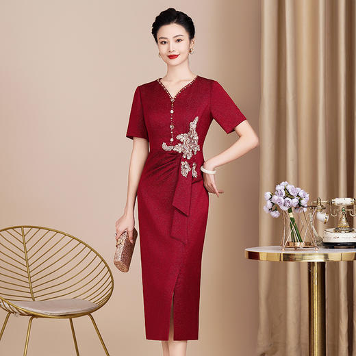 新款高档醋酸旗袍中式婚礼，妈妈装礼服敬酒服高端气质款WX88632 商品图2