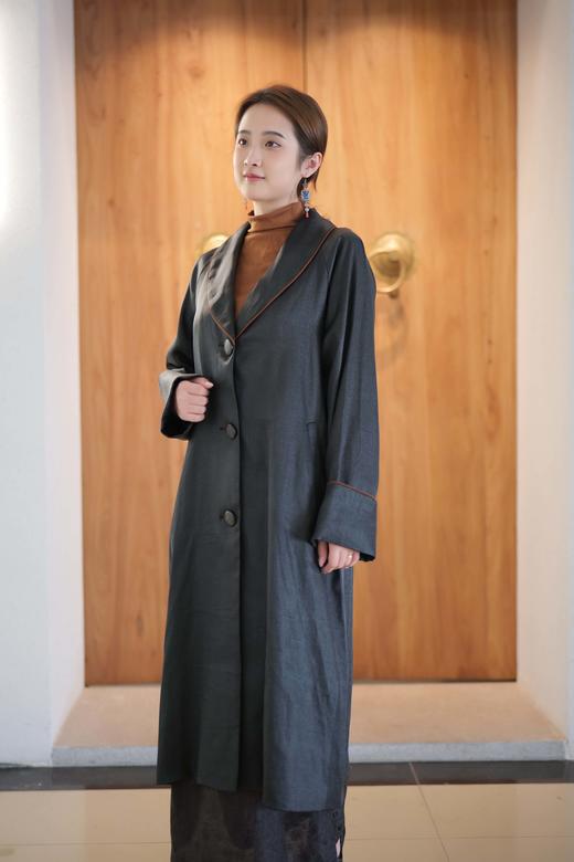 漫物记重磅香云纱滚边翻领大衣XYS-113 商品图0