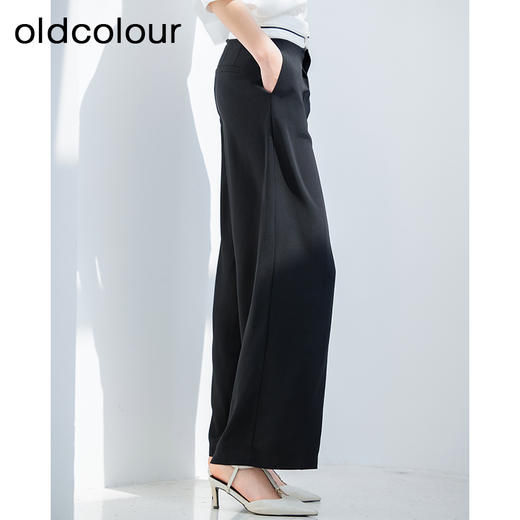 oldcolour黑色高腰西装裤夏新款简约通勤OL阔腿休闲裤女P22073287 商品图1