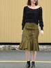 TYNVIE 打褶配布半腰裙-军绿色 商品缩略图9