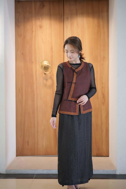 漫物记盘扣红云纱马甲XYS-W159 商品图0