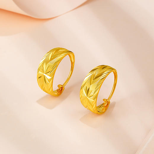 周六福黄金耳饰女耳环足金黄金耳环计价送妈妈闺蜜女友送女友礼物 商品图2