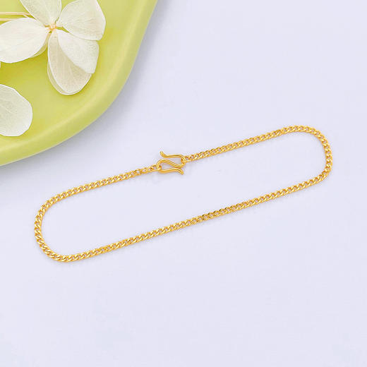 【限时克减150元】足金999 5G黄金侧身手链（可以穿绳的古巴链）(AG5GSL00124)（预售产品下单后不退款不退货不换货不补差价） 商品图1