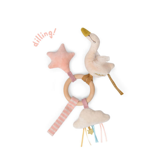 法国 Moulin Roty 木环手摇铃 小小舞蹈学院 天鹅/蓝兔/粉色小老鼠 商品图0