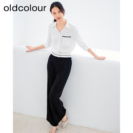 oldcolour黑色高腰西装裤夏新款简约通勤OL阔腿休闲裤女P22073287 商品图2