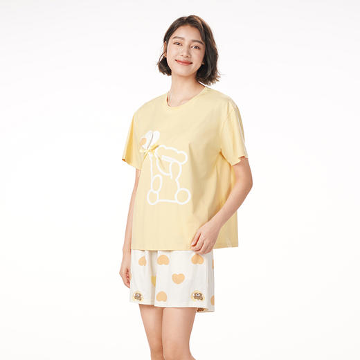 都市丽人生活家居春夏睡衣女32支CVC单面家居服薄款短袖短裤女士棉质套装LH42F5 商品图2