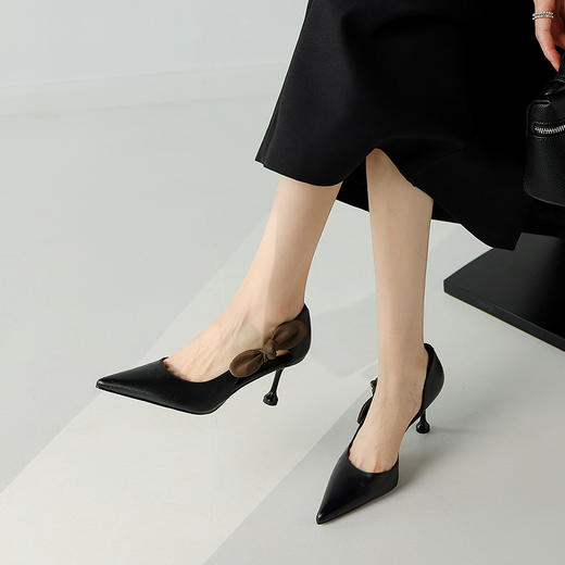 【预售5天】优雅尖头时装鞋，蝴蝶结中空细跟高跟鞋ZF&24-129 商品图5