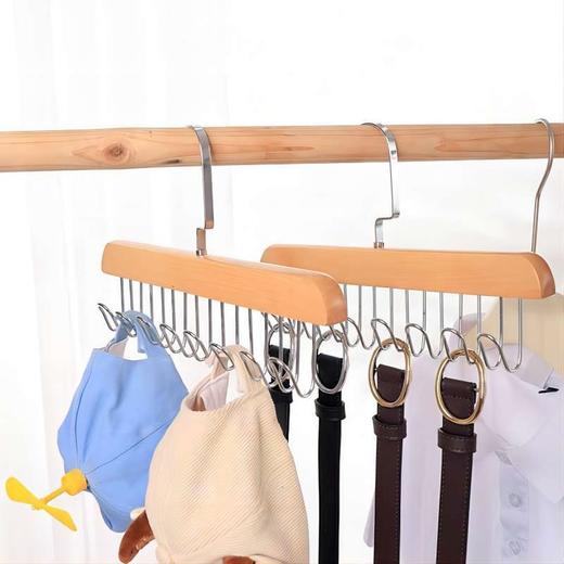 【买一送一】木质吊带衣架家用宿舍实木挂钩多功能内衣衣架波浪晾衣架收纳神器 商品图7