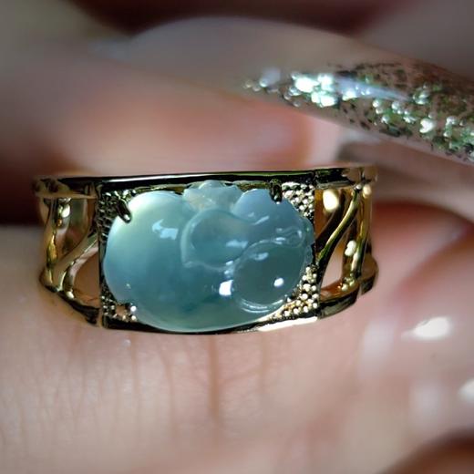 【无忧】18k高冰种翡翠小猪戒指 商品图12