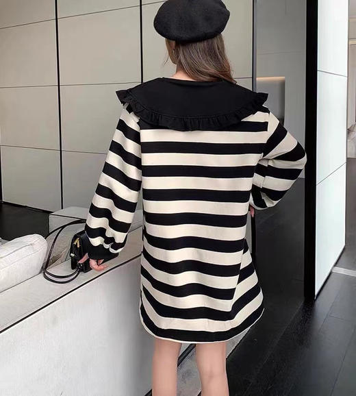 【E选线上专供】娃娃领条纹卫衣短款连衣裙-E22032107（3月24日截单后5-7天发货） 商品图2