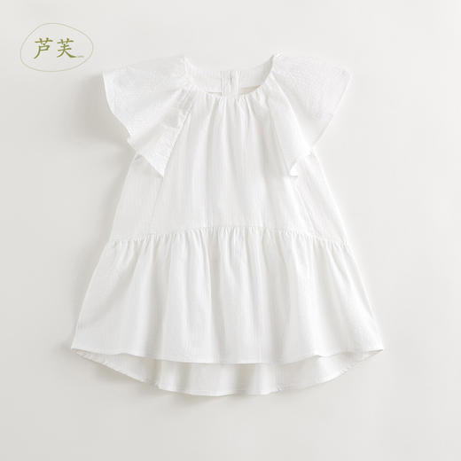 【马克珍妮 芦芙】女童荷叶边飞袖圆领连衣裙夏装新款裙子240869 商品图2