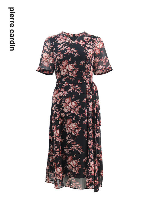 皮尔卡丹女装2024夏季新款花色短袖连衣裙C42DS28B4 商品图1