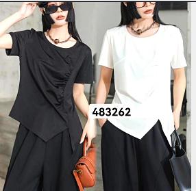 时尚短款斜叉休闲T恤483262 商品图0