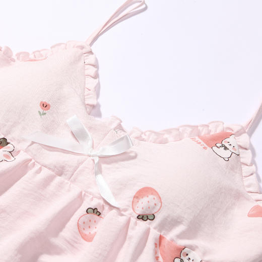 都市丽人生活家居春夏睡衣女软绵绵家居服有罩杯薄款吊带短裤女士梭织棉套装LH42E3 商品图3