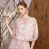 两三事朵朵沁香2024夏新款复古蕾丝拼接盘扣印花两件套女时尚套装 商品缩略图1
