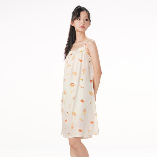 都市丽人生活家居春夏睡衣女梭织人棉家居服薄款吊带裙女士梭织棉睡裙LH46E7 商品图1