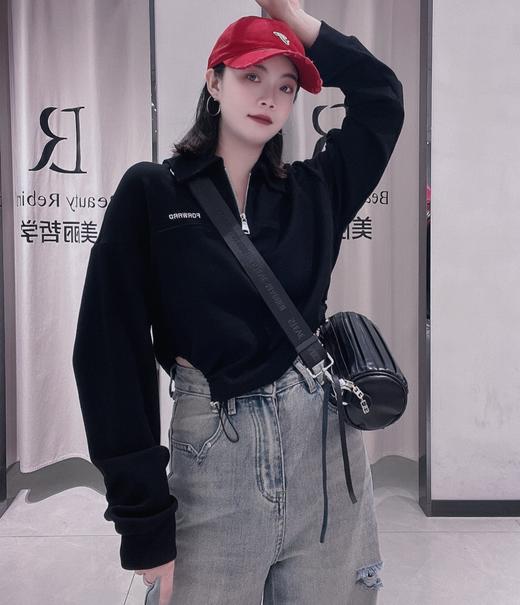 仓发18GD拉链立领下摆抽绳长袖小衫40226（黑） 春季 408181032105 商品图0