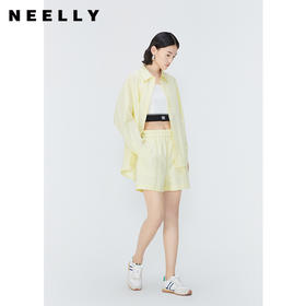 NEELLY纳俪商场同款短裤衬衫套装女夏季薄荷曼波多巴胺穿搭两件套N24041Z01032