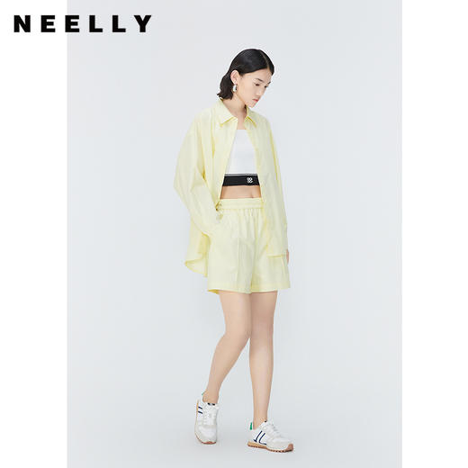 NEELLY纳俪商场同款短裤衬衫套装女夏季薄荷曼波多巴胺穿搭两件套N24041Z01032 商品图0