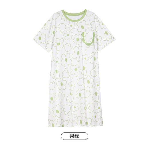 都市丽人生活家居春夏睡衣女32支CVC单面家居服薄款短袖裙女士棉质睡裙LH46E5 商品图6