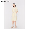 NEELLY纳俪商场同款淡黄色温柔收腰连衣裙女夏气质百搭显瘦大摆裙 N24041Y01021 商品缩略图0
