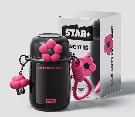 世大家泡芙花花保温杯甜酷黑（含挂件） 商品图0