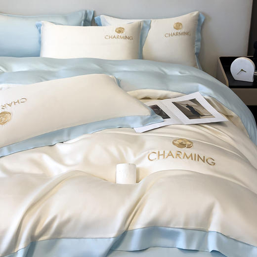 【冰丝床上四件套 水洗真丝被套被罩】轻奢天丝床品 宿舍家居床单三件套 商品图8