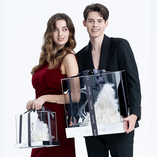 VBEINGS花语 天鹅湖之恋 mini/大号 永生花玫瑰花摆件礼盒送女友生日礼物情人节礼物 商品图6