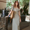 OLrain欧芮儿条纹连衣裙女春季2024年新款POLO领收腰针织无袖裙 商品缩略图1