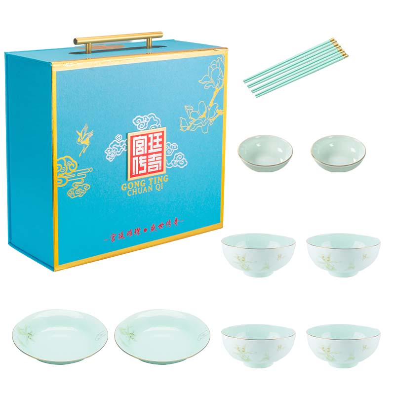 宫廷传奇金玉兰12头青瓷餐具GT-YL12T