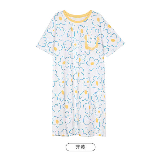 都市丽人生活家居春夏睡衣女32支CVC单面家居服薄款短袖裙女士棉质睡裙LH46E5 商品图7