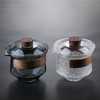 益思泉丨暮雨 锤纹盖碗 高硼硅玻璃 茶具 约230ml 胡桃木 透明/烟灰 商品缩略图0