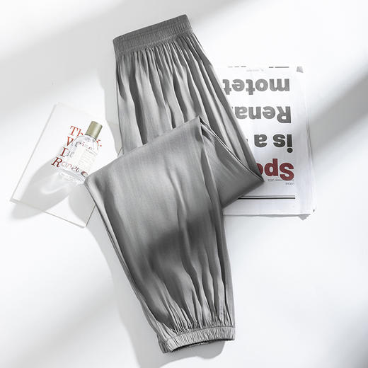 【束脚版型，显瘦又舒适！】冰丝灯笼裤女裤宽松直筒高腰显瘦，休闲夏季薄款萝卜束脚防蚊运动裤-lm！ 商品图7