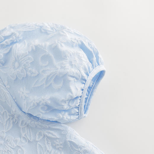 【马克珍妮芦芙】女童提花荷叶边泡泡袖连衣裙夏装新款裙子240832 商品图3