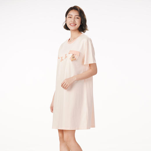 都市丽人生活家居春夏睡衣女32支CVC单面家居服薄款短袖裙女士棉质睡裙LH46F4 商品图1