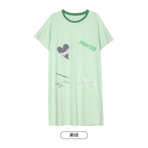 都市丽人生活家居春夏睡衣女32支TC65/35单面家居服薄款短袖裙女士棉质睡裙LH46C9 商品图9