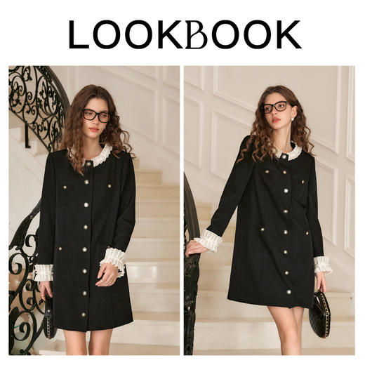 OLrain欧芮儿黑色连衣裙女早春2024年新款高级气质显瘦名媛直筒裙 商品图4