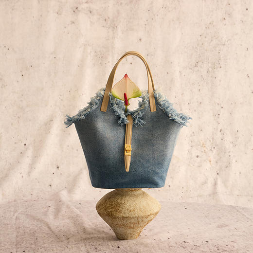 【林允同款】APEDE MOD 小号丹宁牛仔托特包花园包菜篮子包 商品图0