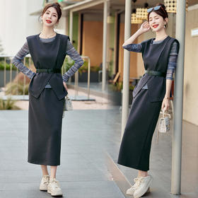 显瘦气质休闲，马甲半身裙打底三件套HR-YM8813