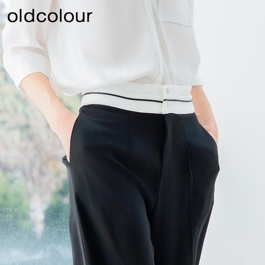 oldcolour黑色高腰西装裤夏新款简约通勤OL阔腿休闲裤女P22073287 商品图3