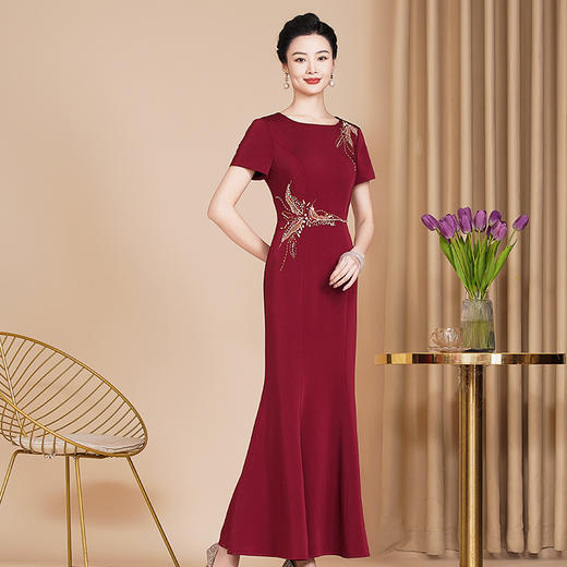 新款高档旗袍中式婚礼，修身长款妈妈装礼服旗袍敬酒服高端气WX88652 商品图1