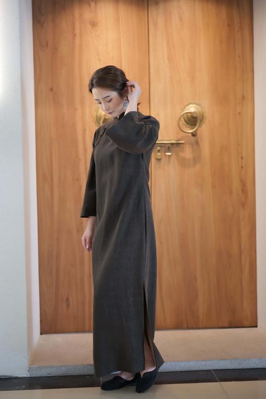 漫物记香云纱柞蚕丝喇叭袖连肩旗袍XYS-W030 商品图1