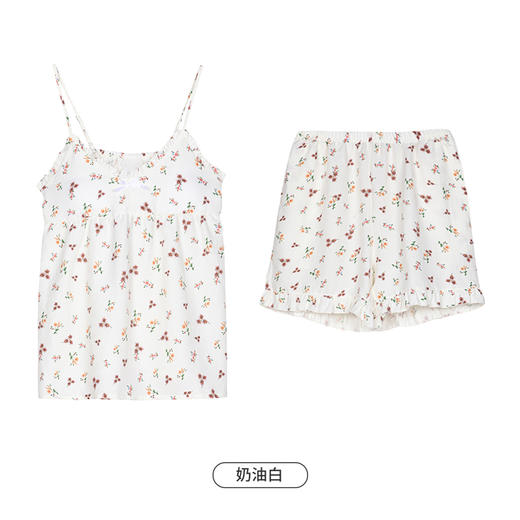 都市丽人生活家居春夏睡衣女软绵绵家居服有罩杯薄款吊带短裤女士梭织棉套装LH42E3 商品图8