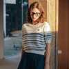 OLrain欧芮儿法式条纹针织衫女春季2024年新款宽松撞色短袖上衣 商品缩略图1