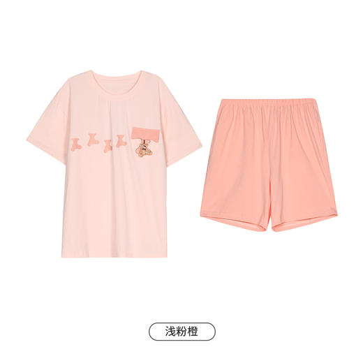都市丽人生活家居春夏睡衣女32支CVC单面家居服薄款短袖短裤女士棉质套装LH42F3 商品图9