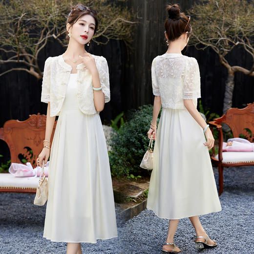 优雅新中式，刺绣重工连衣裙两件套HR-YRX9109 商品图3